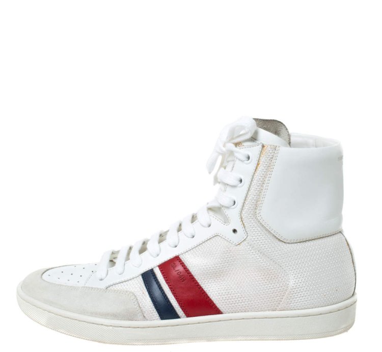 Saint Laurent Paris Off White White Canvas And Leather Sl 04h High Top Sneakers Size 41