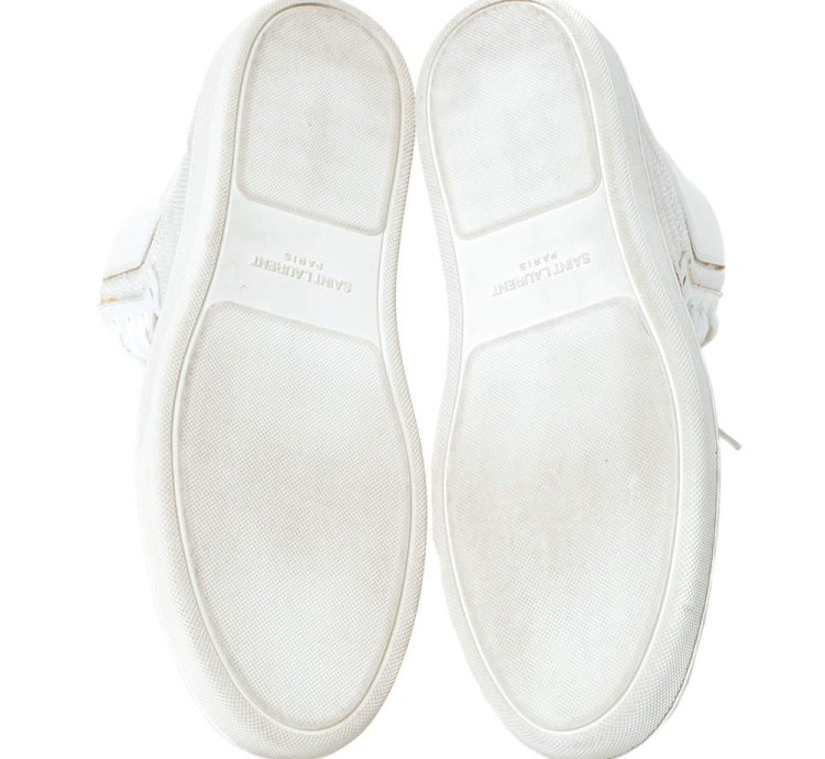 Saint Laurent Paris Off White White Canvas And Leather Sl 04h High Top Sneakers Size 41