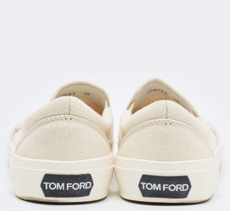 Tom Ford Off White Canvas Low Top Sneakers Size 43