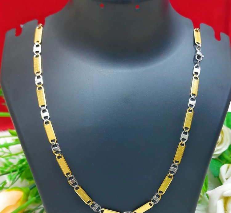 Biscuit Desing Goldand Silver Plated Chain