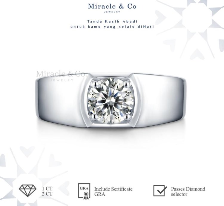 Classic Mens Moissanite Diamond Adjustable Ring - 3 Carat