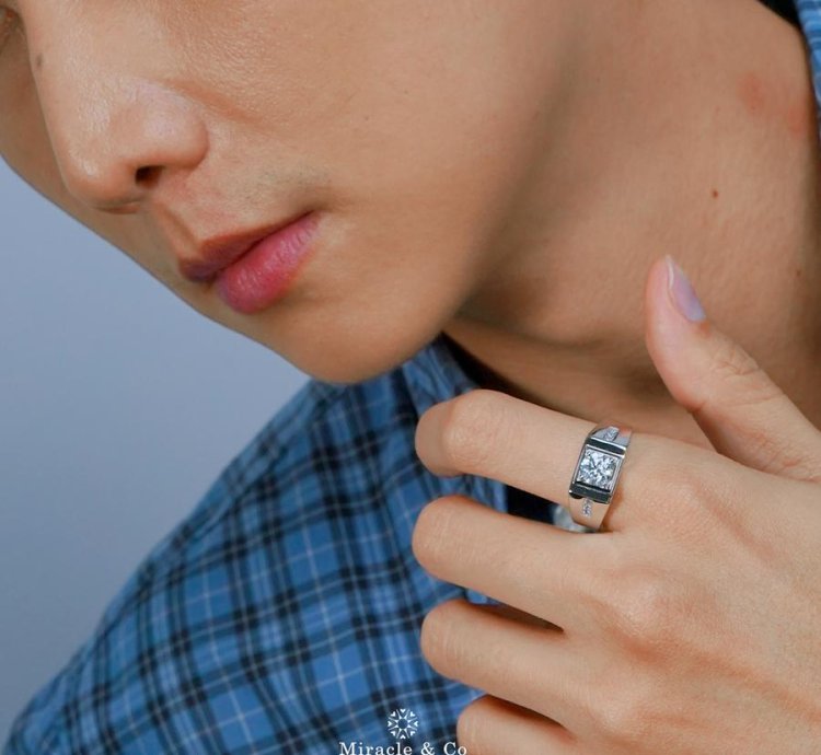 Miracle Jewelry Wealthy Square Mens Moissanite Ring