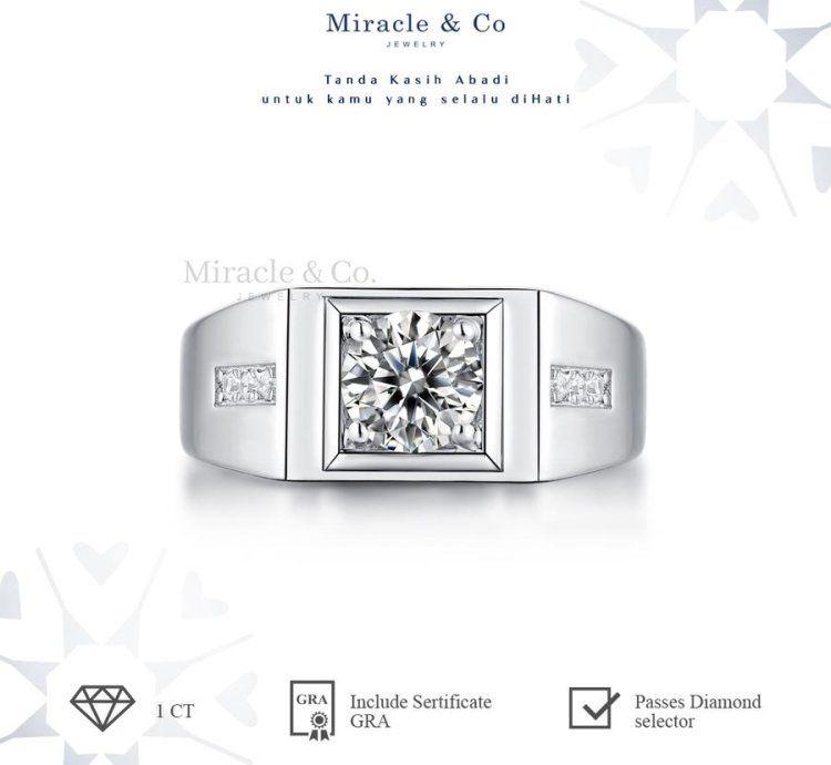 Miracle Jewelry Wealthy Square Mens Moissanite Ring