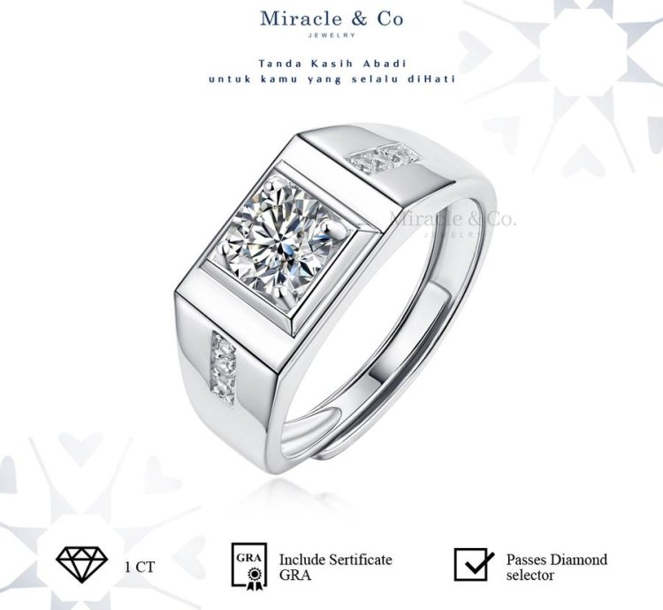 Miracle Jewelry Wealthy Square Mens Moissanite Ring