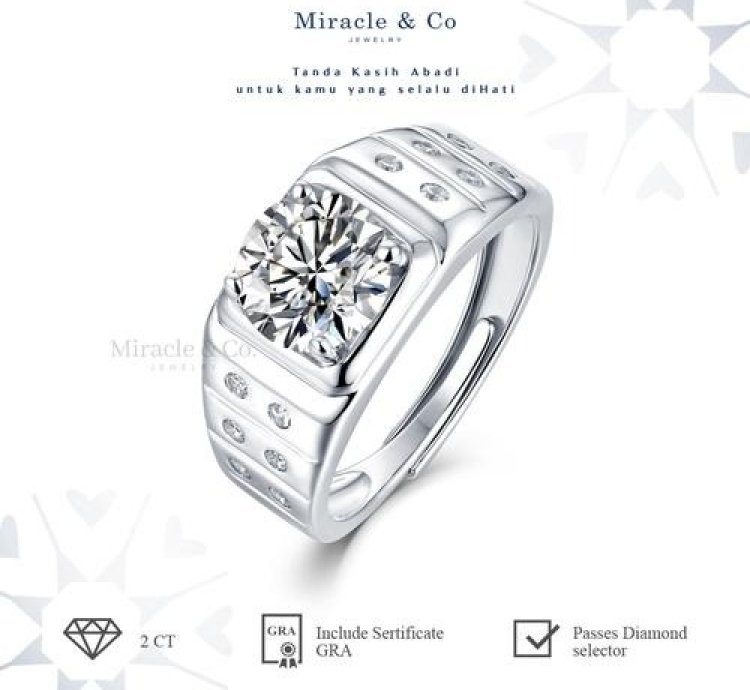 Square Dush Mens Moissanite Adjustable Ring