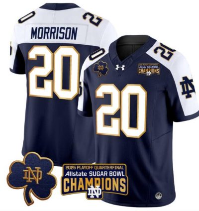 Benjamin Morrison Jersey 20 Notre Dame 2025 Sugar Bowl Champions Navy Alternate