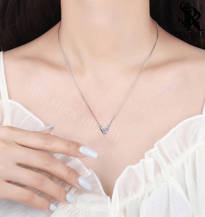Roystone - Lovita Necklace Womens Moissanite Jewelry Gra Certificate Original 18k Gold Plated