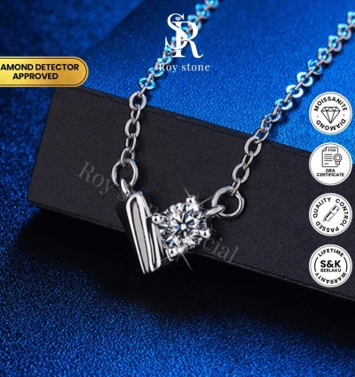 Roystone - Lovita Necklace Womens Moissanite Jewelry Gra Certificate Original 18k Gold Plated