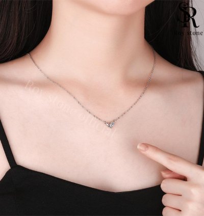 Roystone - Lovita Necklace Womens Moissanite Jewelry Gra Certificate Original 18k Gold Plated