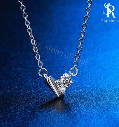 Roystone - Lovita Necklace Womens Moissanite Jewelry Gra Certificate Original 18k Gold Plated