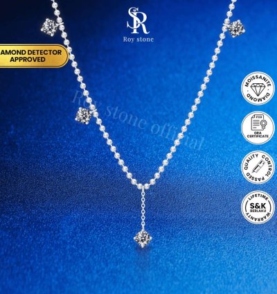Roystone - Valencia Tennis Necklace Womens Moissanite Jewelry Gra Certificate Original 18k Gold Plated - 2 Ct