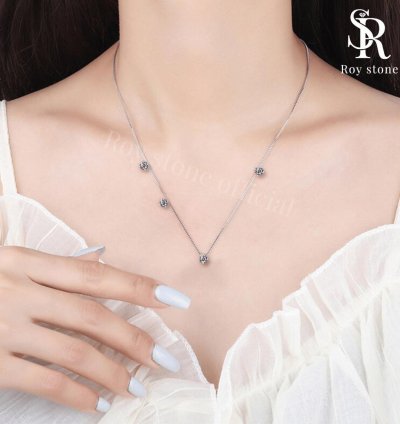 Roystone - Valencia Tennis Necklace Womens Moissanite Jewelry Gra Certificate Original 18k Gold Plated - 2 Ct