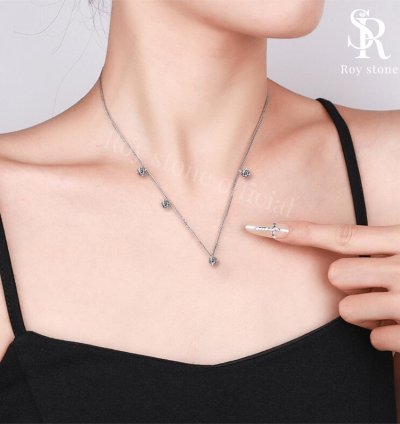 Roystone - Valencia Tennis Necklace Womens Moissanite Jewelry Gra Certificate Original 18k Gold Plated - 2 Ct
