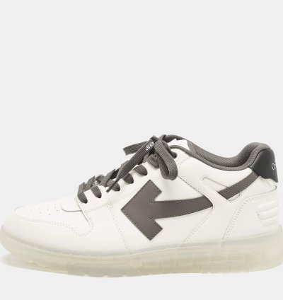 Off-white White Grey Leather Out Of Office Low Top Sneakers Size 45