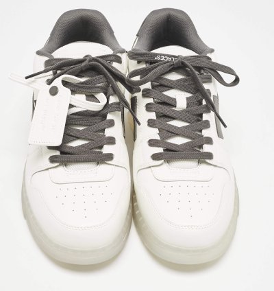 Off-white White Grey Leather Out Of Office Low Top Sneakers Size 45