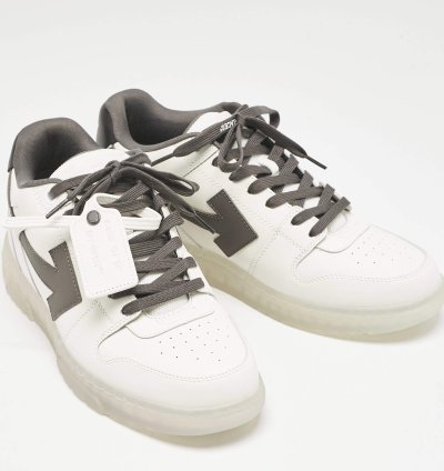 Off-white White Grey Leather Out Of Office Low Top Sneakers Size 45