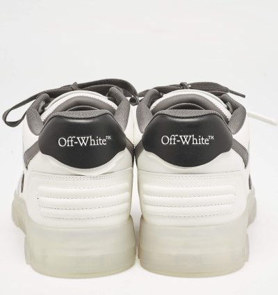 Off-white White Grey Leather Out Of Office Low Top Sneakers Size 45
