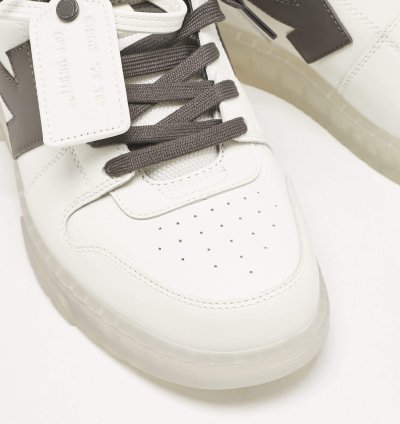 Off-white White Grey Leather Out Of Office Low Top Sneakers Size 45