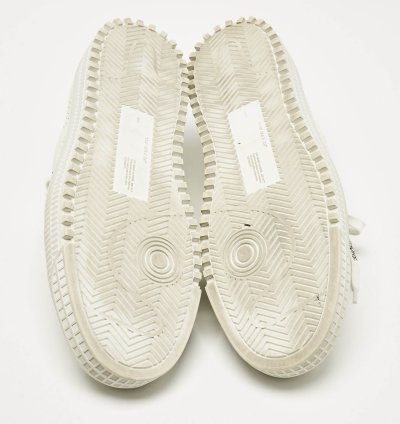 Off-white White Grey Suede And Leather Vulcanized Low Top Sneakers Size 44