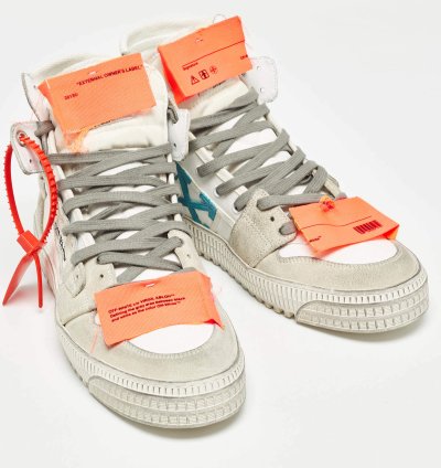 Off-white White Grey Suede Off Court 3 0 High Top Sneakers Size 42
