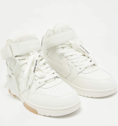 Off-white White Leather Out Of Office High Top Sneakers Size 41