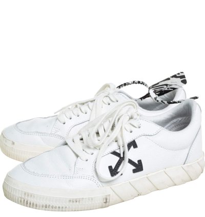 Off-white White Leather Vulcanized Low Top Sneakers Size 42