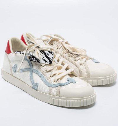 Off-white White Red Canvas And Leather Vulcanised Sneakers Size 42