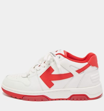 Off-white White Red Perforated Leather Out Of Office Sneakers Size 42
