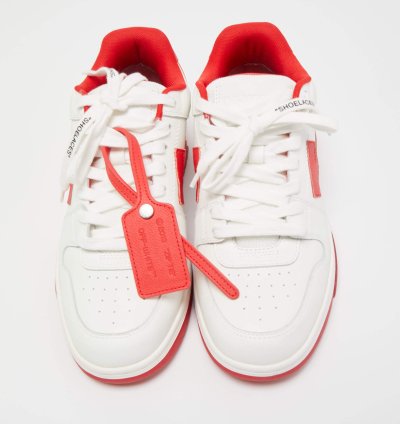 Off-white White Red Perforated Leather Out Of Office Sneakers Size 42
