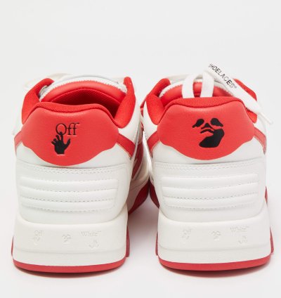 Off-white White Red Perforated Leather Out Of Office Sneakers Size 42
