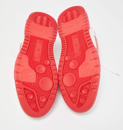 Off-white White Red Perforated Leather Out Of Office Sneakers Size 42