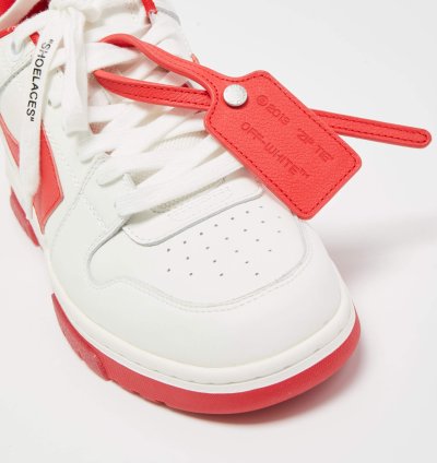 Off-white White Red Perforated Leather Out Of Office Sneakers Size 42