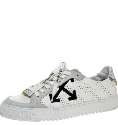 Off-white White Suede Leather Vulvanised Low Top Sneakers Size 41