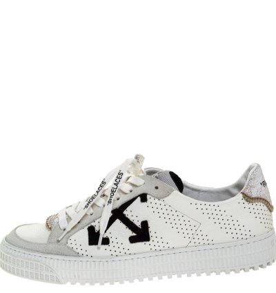 Off-white White Suede Leather Vulvanised Low Top Sneakers Size 41