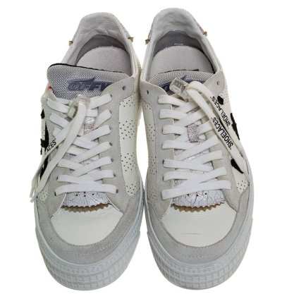 Off-white White Suede Leather Vulvanised Low Top Sneakers Size 41