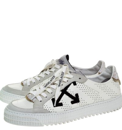 Off-white White Suede Leather Vulvanised Low Top Sneakers Size 41
