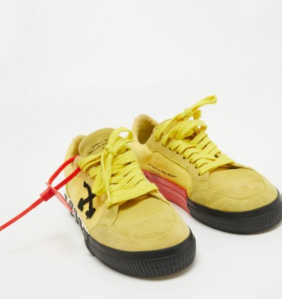 Off-white Yellow Canvas Vulcanized Low Top Sneakers Size 41