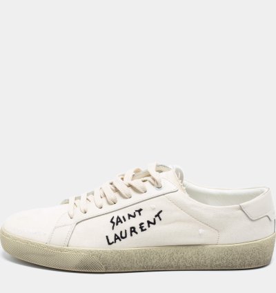 Saint Laurent Off-white Canvas Logo Court Classic Low-top Sneakers Size 40