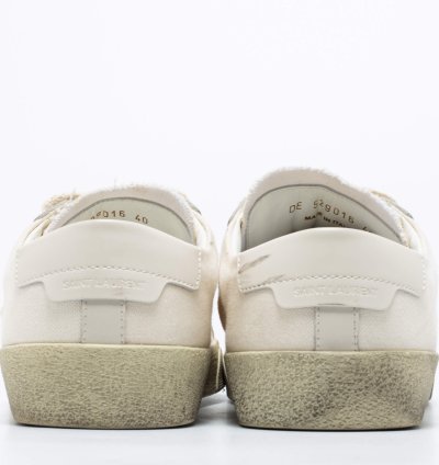 Saint Laurent Off-white Canvas Logo Court Classic Low-top Sneakers Size 40