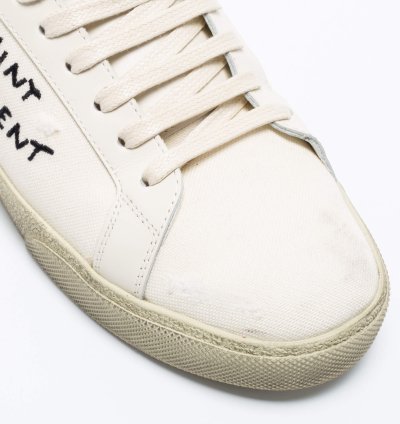 Saint Laurent Off-white Canvas Logo Court Classic Low-top Sneakers Size 40