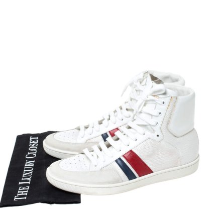 Saint Laurent Paris Off White White Canvas And Leather Sl 04h High Top Sneakers Size 41
