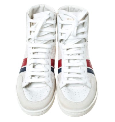 Saint Laurent Paris Off White White Canvas And Leather Sl 04h High Top Sneakers Size 41