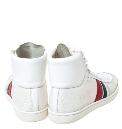 Saint Laurent Paris Off White White Canvas And Leather Sl 04h High Top Sneakers Size 41