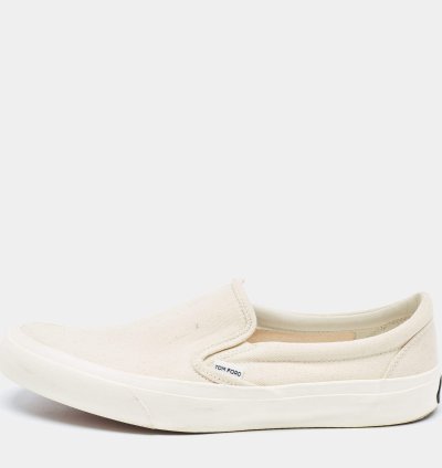 Tom Ford Off White Canvas Low Top Sneakers Size 43