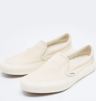 Tom Ford Off White Canvas Low Top Sneakers Size 43