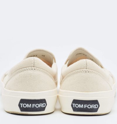 Tom Ford Off White Canvas Low Top Sneakers Size 43