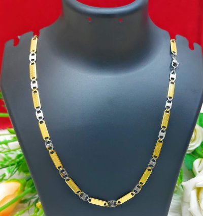 Biscuit Desing Goldand Silver Plated Chain