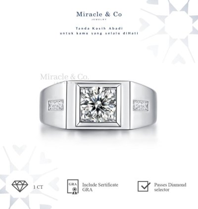 Miracle Jewelry Wealthy Square Mens Moissanite Ring