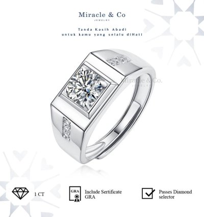 Miracle Jewelry Wealthy Square Mens Moissanite Ring
