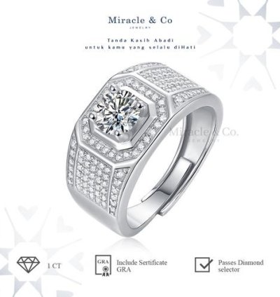 Square Shape Mens Moissanite Diamond Ring Silver 92 Rzr07886